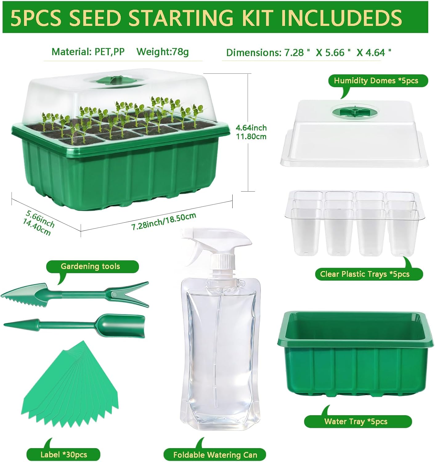 5-Pack Seed Starter Tray Kit w – Humidity Dome Kit Bewertung und Preis