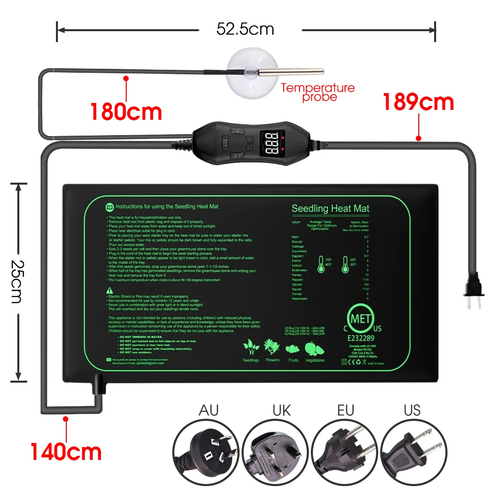 50W EU-US/UK/AU Adjustable The – Heat Mat Seedling Bewertung und Preis